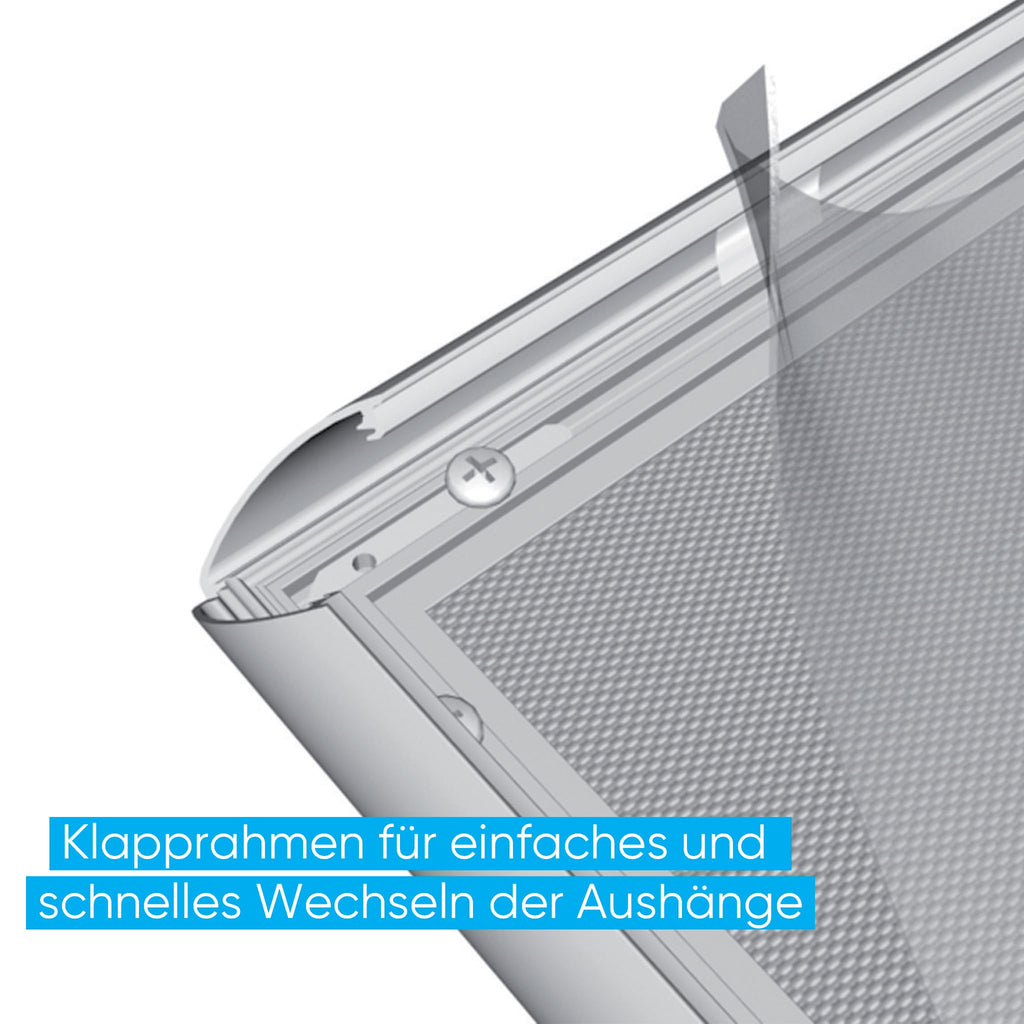 FRANKEN Wechselrahmen, Outdoor A1 Plakatrahmen, Aluminium-Klapprahmen 25 mm breit, Info-Rahmen für den Außenbereich von öffentlichen Einrichtungen, Schulen, Restaurants oder Hotels, BS1704