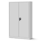 Jan Nowak 2er Set Aktenschrank XXL C001II Büroschrank Metallschrank Flügeltüren Stahlblech Pulverbeschichtung 185 cm x 115 cm x 40 cm (grau/grau)