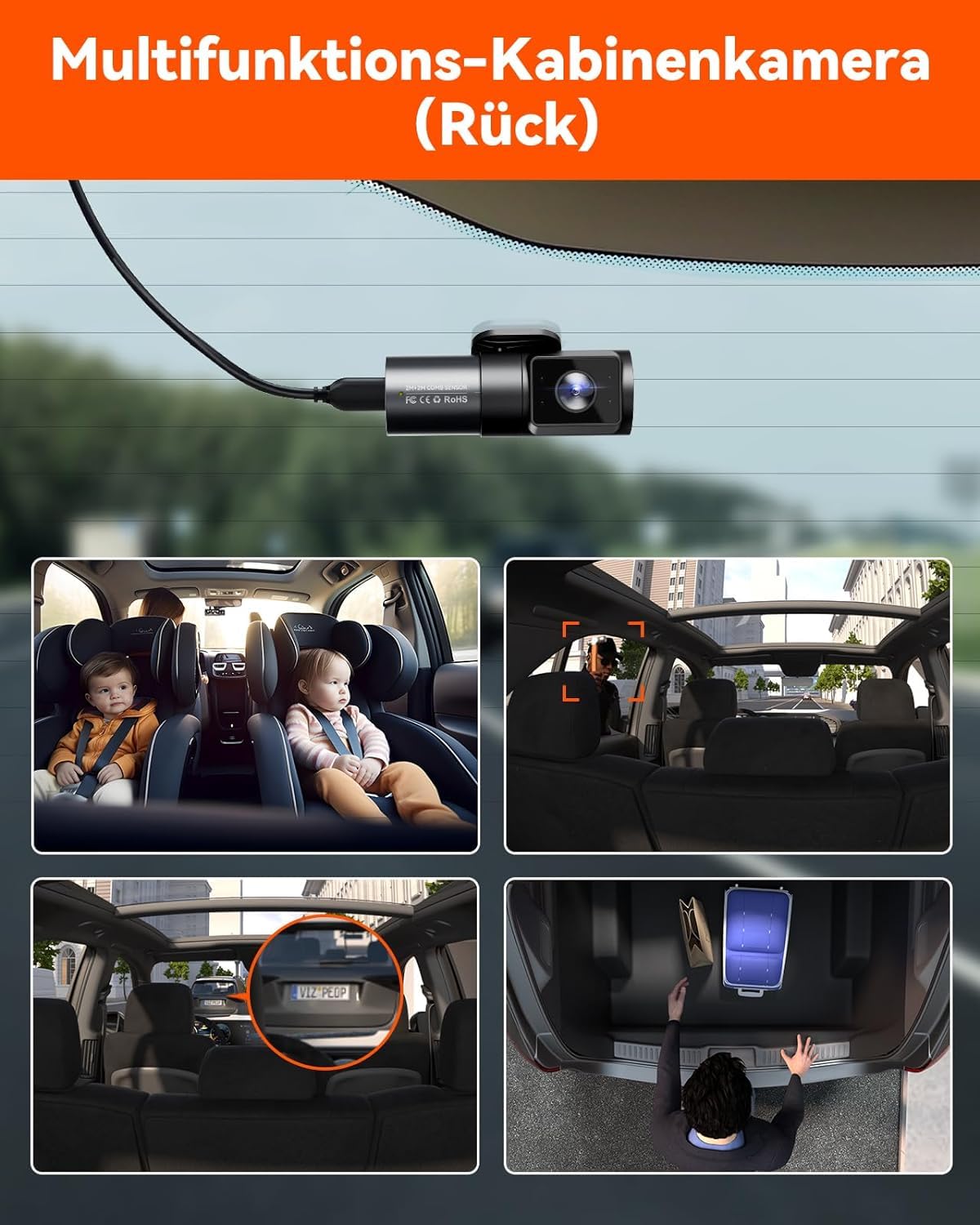 VANTRUE N5 4 Kanal 2.7K STARVIS 2 Dashcam Auto 1944P+ 3 Lens 1080P Dash Cam Vorne Innen Hinten, 5.8GHz WiFi, IMX675 HDR Nachtsicht Dash Camera Auto 24H Parkmodus, Sprachbefehle, Max 1TB