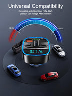ORIA Bluetooth FM Transmitter Auto, Bluetooth 5.3 Adapter für Auto Radio, Rauschunterdrückung Mikrofon & 2 USB Aufladung, Freisprechen Carkit, unterstützt BT, SD-Karte, USB-Stick