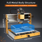 LUNYEE 500 W Ganzmetall CNC-Fräsmaschine, 3018 Pro Max CNC-Holzfräse, 3-Achsen-Metall fräsmaschine zum Schneiden von Holz, Acryl, MDF, PCB-Kunststoff, Arbeitsbereich: 300 x 180 x 80 mm