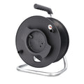 as - Schwabe Universal-Roller Leertrommel Ø285 mm mit Kabelhaspel, Feststellbremse, Fußgestell und ergonomischen Haltegriff, für diverse Kabellängen, 12121