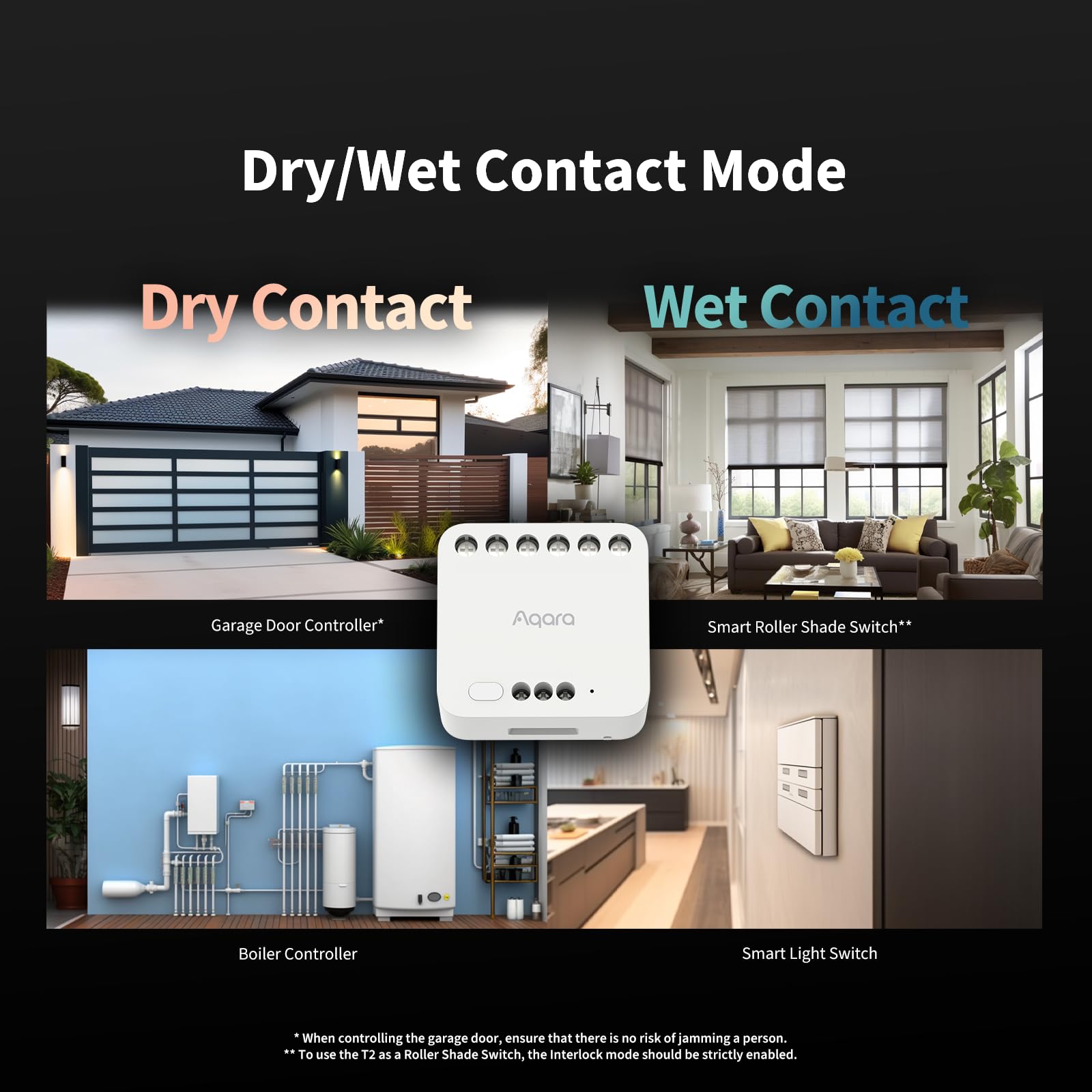 Aqara Dual Relais Modul T2, Rolladensteuerung Lichtschalter, Erfordert Aqara Zigbee 3.0 HUB, Trockenen Knoten Modus für Garagentore Heizkessel, Unterstützt Homekit,Google, Alexa, Matter over Bridge