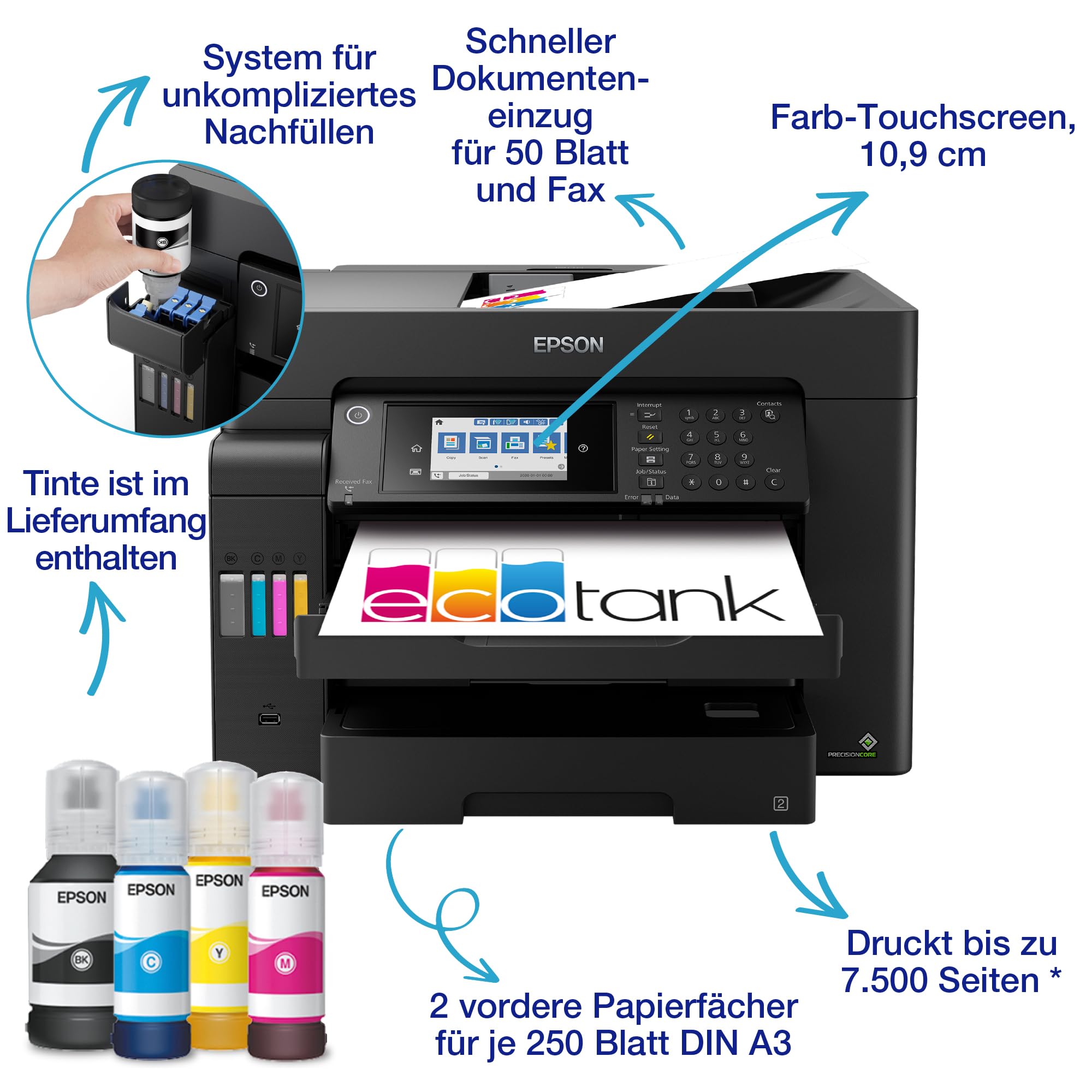 EcoTank ET-16605 DIN-A3+-Multifunktions-Wi-Fi-Tintentankdrucker mit Fax