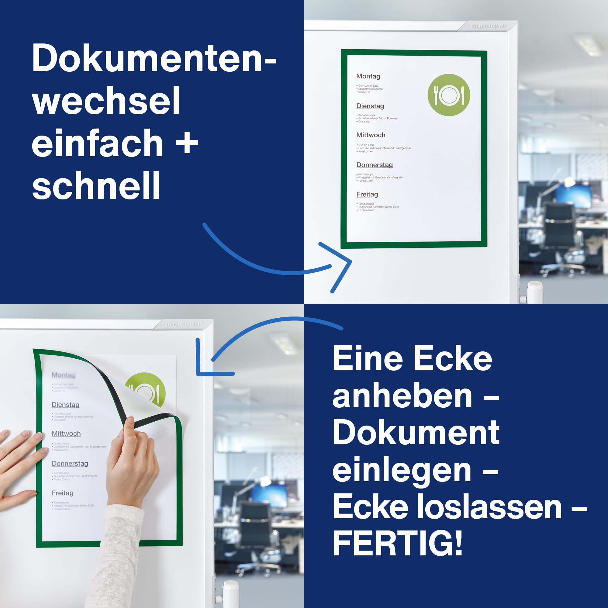 magnetoplan 1130405 magnetofix Magnetrahmen 5 Stück, A3, grün