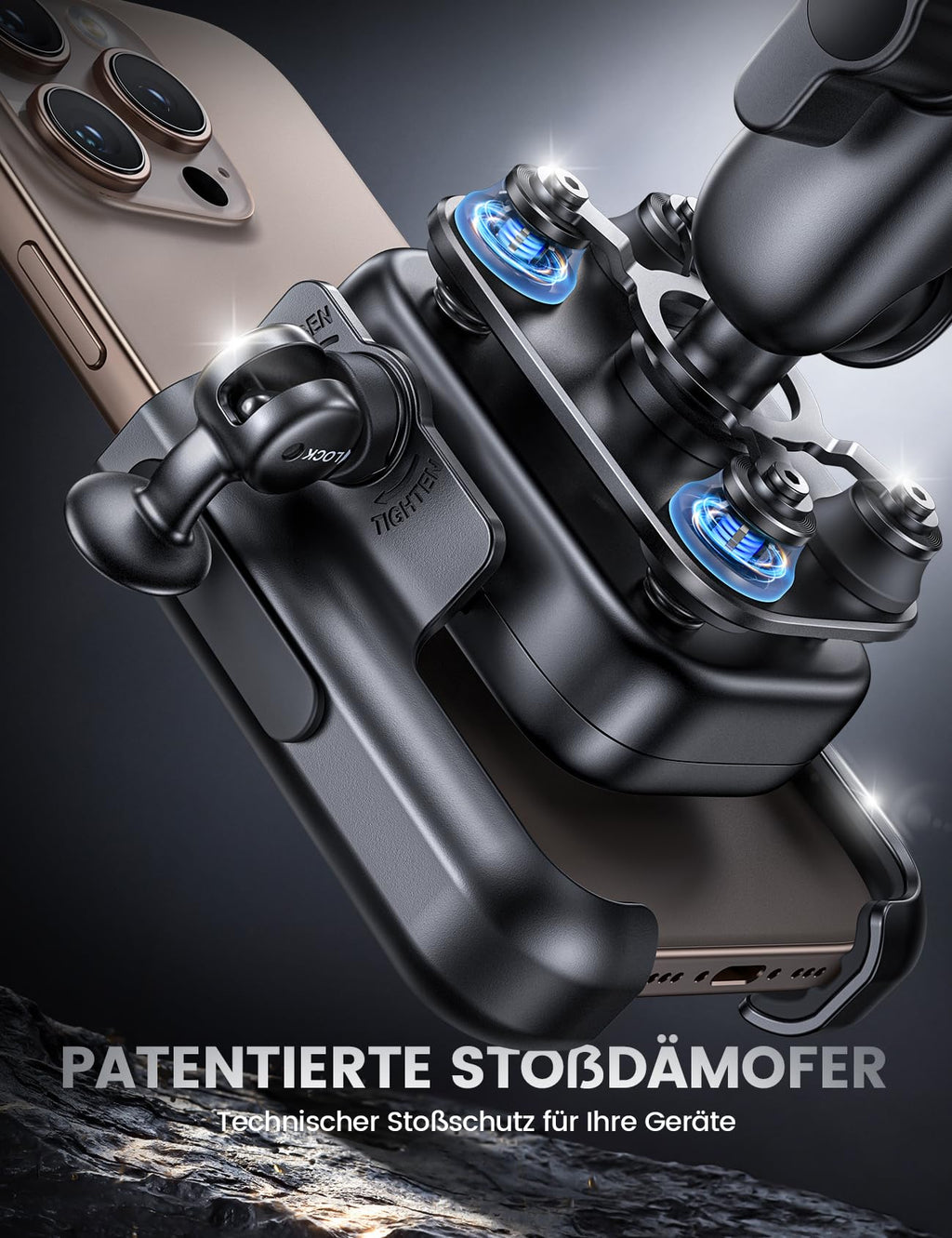 Lamicall Handyhalterung Motorrad, Fahrrad Handyhalter - [Ganzmetall & Vibrationsgedämpft] Handy Halterung Motorrad mit Verlängerungsarm, Lenker Halter für Video, für iPhone 17/16, 4,7-7,2 Zoll Handys