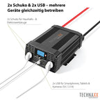 Technaxx KFZ Wechselrichter 12V auf 230V 2000W / 4000W – TÜV-zertifizierter Auto Spannungswandler mit LC-Display, 2x Schuko & 2x USB – Inverter für Camping, Wohnmobil, Boot – TE20