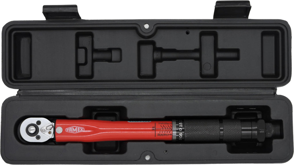 FAMEX 10878 Drehmomentschlüssel 1/4 Zoll (6,3mm)-Antrieb 5-30 Nm - für Messung in beiden Drehrichtungen - Fahrrad E-Bike Auto Feinmechanik, geprüft, klein