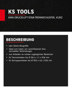 KS Tools Trenn-Stabschleifer Druckluft kurz 3/8"515.5550 I Druckluftschleifer mit Drehzahl-Regulierung & verstellbarem Funkenschild I Für Trennscheiben bis Ø 50,4 x 1,1 x 9,56mm
