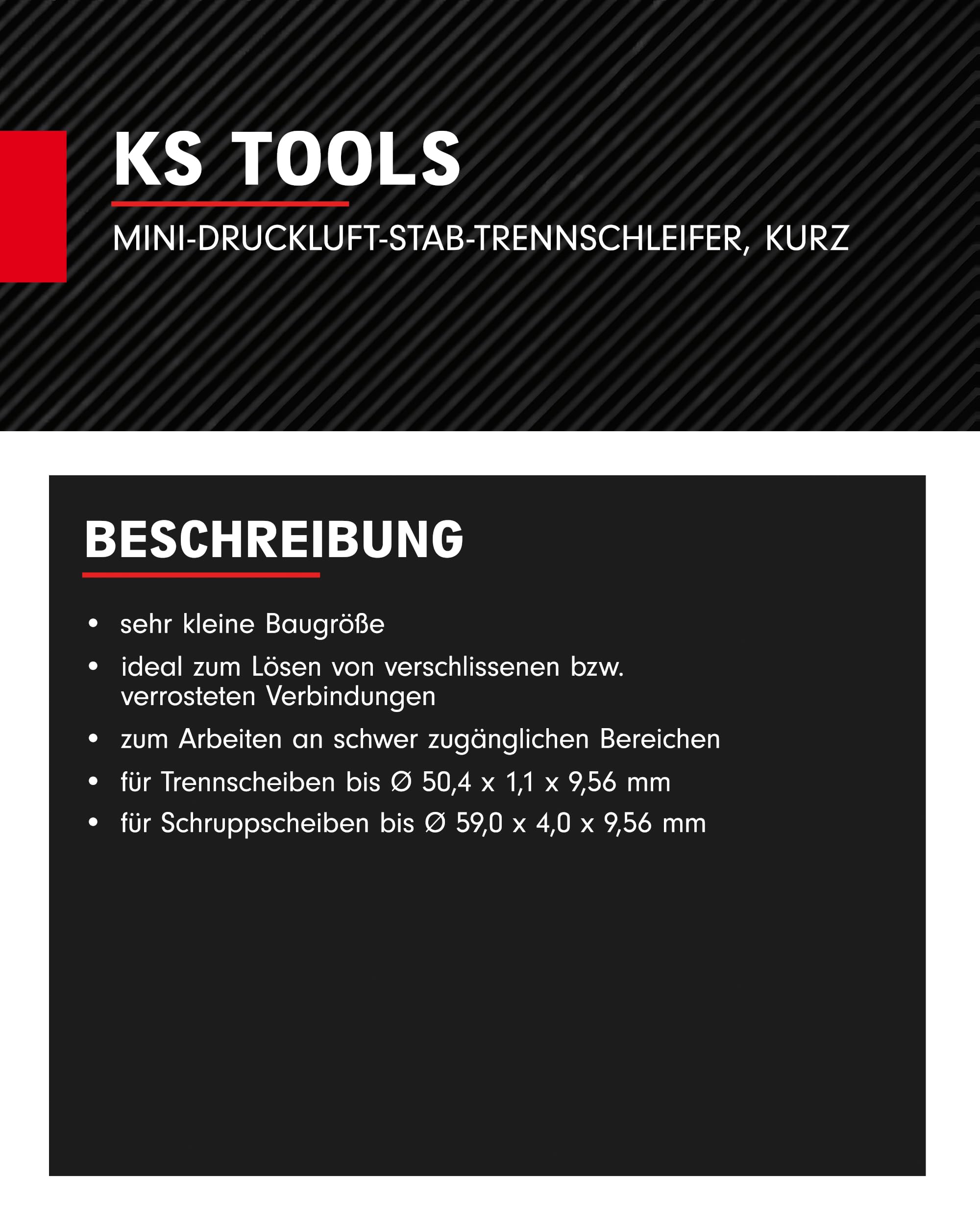 KS Tools Trenn-Stabschleifer Druckluft kurz 3/8"515.5550 I Druckluftschleifer mit Drehzahl-Regulierung & verstellbarem Funkenschild I Für Trennscheiben bis Ø 50,4 x 1,1 x 9,56mm