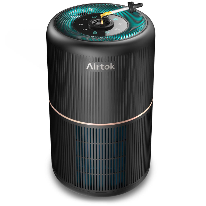AIRTOK Luftreiniger, Luftreiniger Allergiker mit Aromatherapie, HEPA Luftfilter gegen Schimmel Staub Pollen Gerüche, 99,97% Entfernung bis 0,1 Mikrometer, Nachtlicht, Kindersicherung, Timer, 25dB