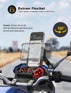 Grefay Handyhalter für Fahrrad und Motorrad, 1-Sekunden-Schnellverschluss. Anti-Shake Halterung für 4,0–7,0 Zoll große Smartphones, für Motorrad Spiegel, um 360° drehbar