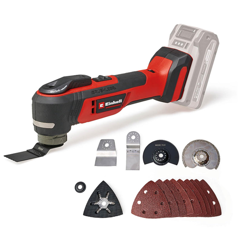 Einhell Professional Akku-Multifunktionswerkzeug TP-MG 18 Li BL-Solo Power X-Change (18 V, 3 Funktionen, magnetische Werkzeugaufnahme, inkl. Zubehör, ohne Akku)