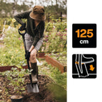 Fiskars Gärtnerspaten, Spitz, Spaten für harte, steinige Böden, Länge: 125 cm, Hochwertiger Borstahl, Grau/Schwarz, Ergonomic, 1070639