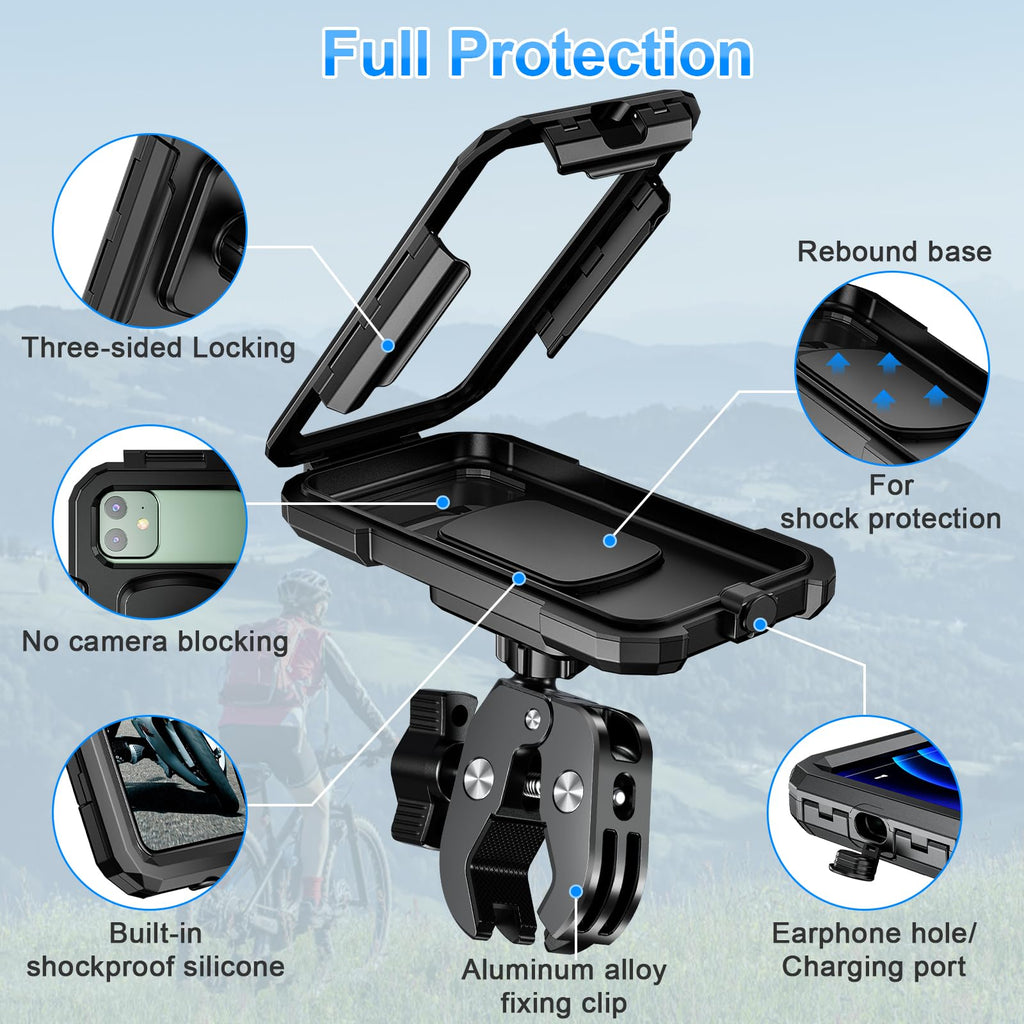 BTNEEU Handyhalterung Motorrad Wasserdicht Universal Fahrrad Handyhalterung Lenker 360° Drehbar Roller Smartphone Handyhalter Anti-Vibration Handy Halterung Moped für 5,5-7,0 Zoll Smartphone