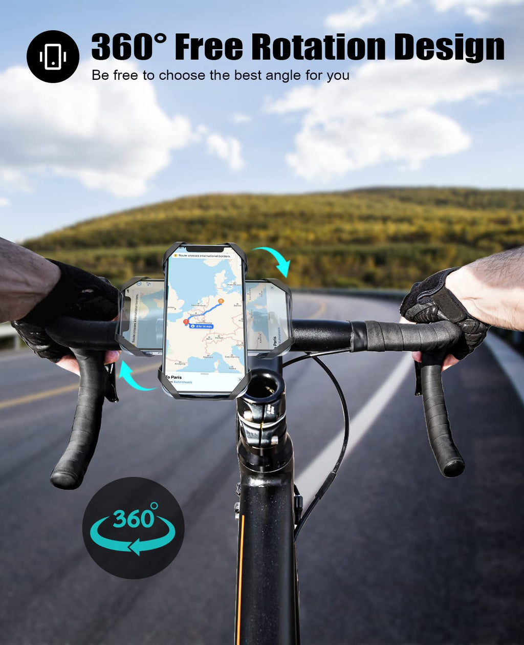Acrhkoor Handyhalterung Fahrrad, Abnehmbar 360° Verstellbare Fahrrad Handyhalterung, Universal Motorrad Handyhalter für iPhone 13 12 Pro Max Mini, Samsung, Huawei, 4,0''-7,0'' Smartphone