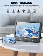 10,5 Zoll DVD Players Auto 2 mit HDMI-Eingang, 5-Stunden-Akkulaufzeit, DVD-Player Auto, USB/TF-Karte, Speicherkapazität, Wiedergabe gleicher/verschiedener Filme, Regionsfrei