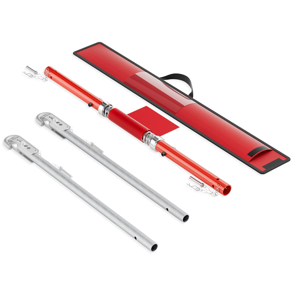 Wiltec Abschleppstange 3 teilig 2 m bis 3 t, Abschlepphilfe Schleppstange aus Stahl mit Warnfarbe, Fähnchen, Dämpfer und Tasche