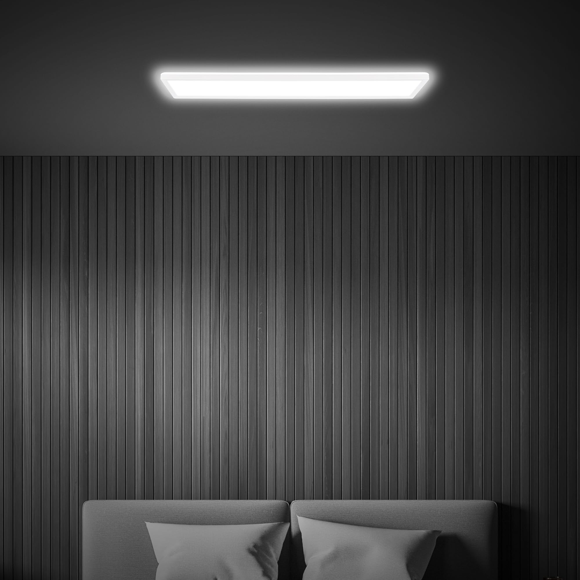 BRILONER - LED Deckenlampe 98cm mit indirektem Licht, 3 cm flach, 36W, 4800lm, neutralweißes Licht, Lampe, Deckenleuchte, Wohnzimmerlampe, LED Panel, Küchenlampe, Deckenbeleuchtung, 98x20x3 cm, Weiß