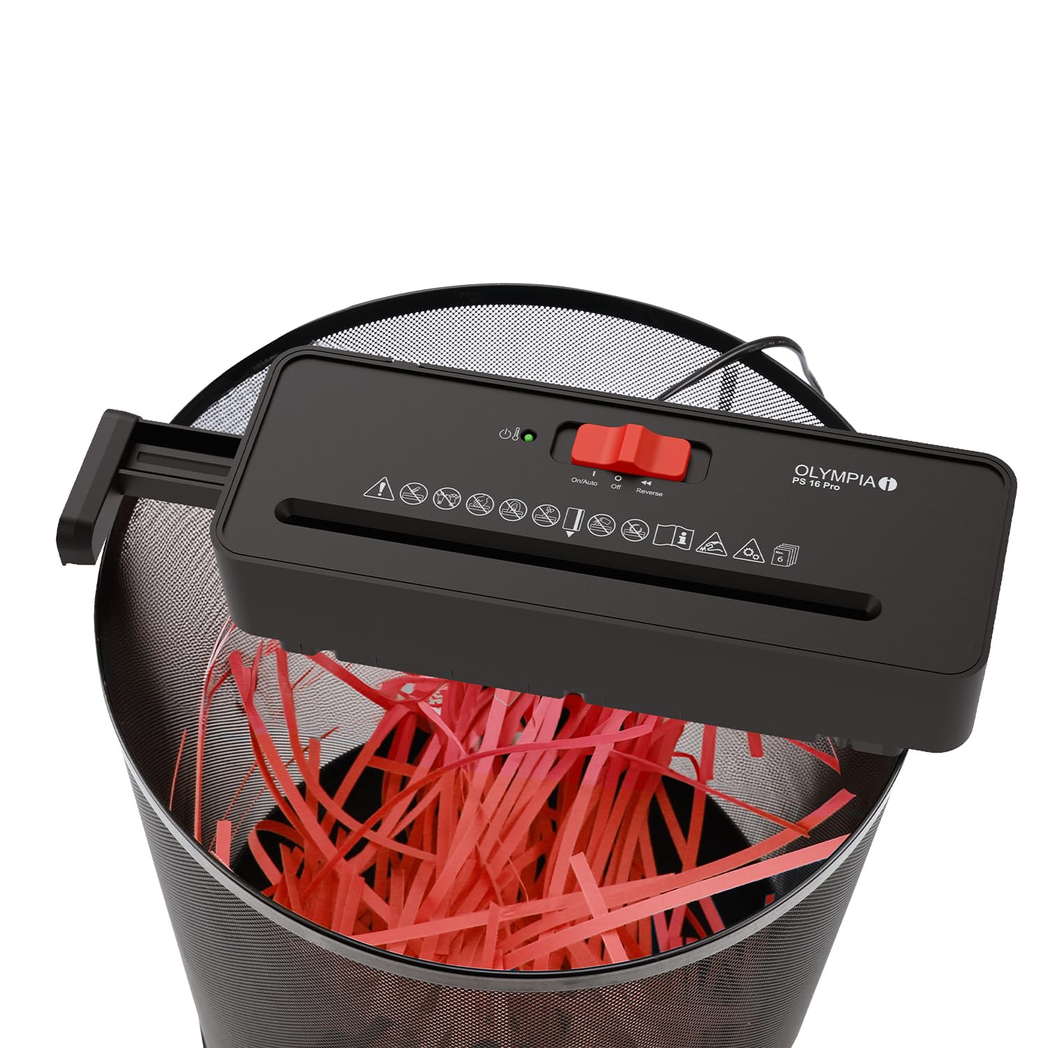 OLYMPIA PS 16 Pro Aktenvernichter Aufsatz schwarz | Kompakter Papierschredder für zu Hause | Schredder Aktenvernichter im Streifenschnitt | Shredder Papier | Papier Schredder Gerät