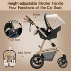 Gcarebb 3-in-1-Kinderwagen mit höhenverstellbarem Griff, mit Moskitonetz, mit Aluminiumrahmen, für Babys von 0 bis 4 Jahren