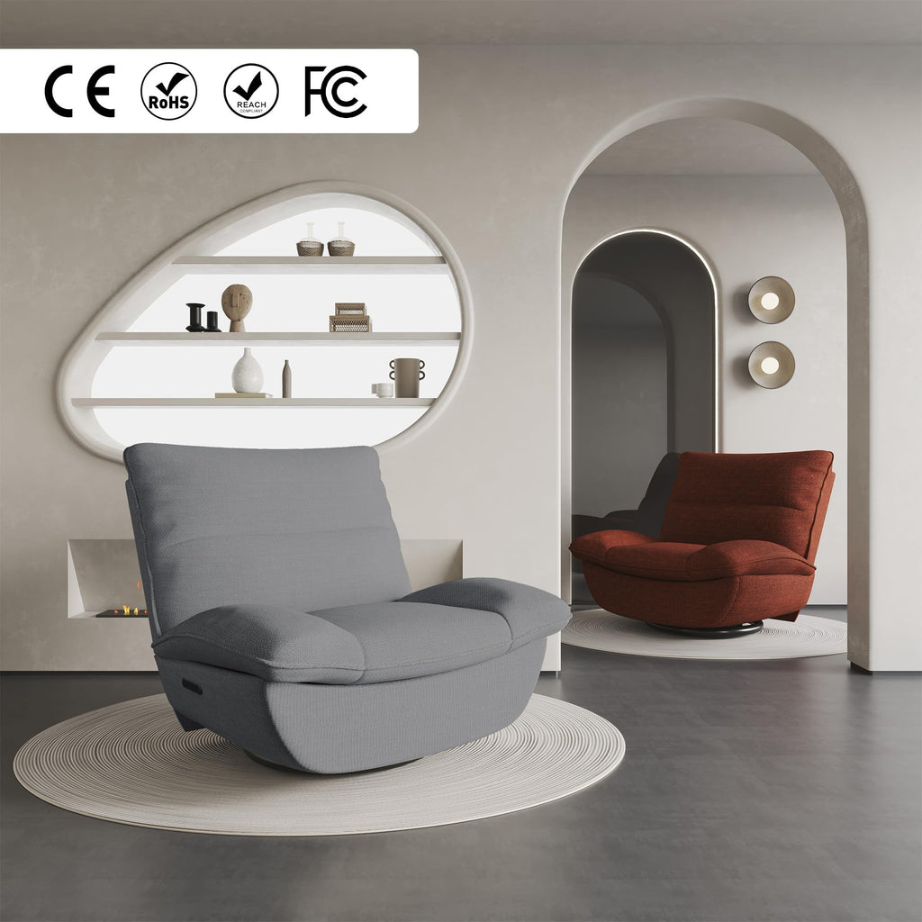 Softa Entspannungssessel, Manueller Schaukelstuhl mit verstellbarer Fußstütze, Seitentaschen, gepolsterte Sitzfläche und Rückenlehne, bequemer Liegesessel für das Wohnzimmer, Grau