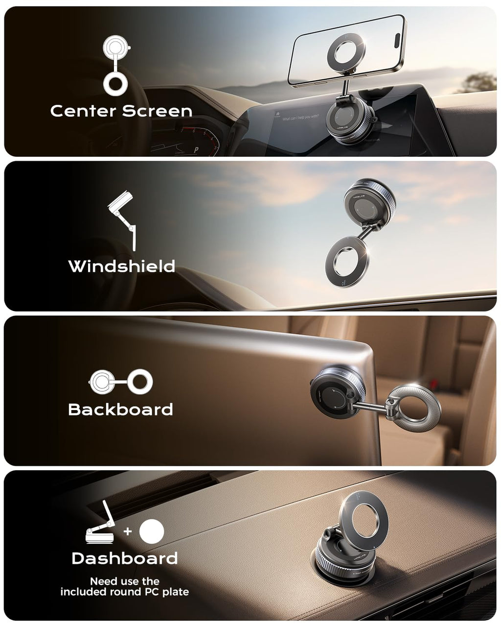 MRGLAS Vakuum Handyhalterung Auto Magnet - 2026 Militärische Magsafe Autohalterung Saugnapf Handyhalterung Auto, Magnetische Smartphone Halterung Auto KFZ Magnethalterung für iPhone 17 Pro Max 16 15