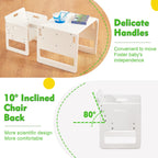 FUNLIO Montessori Beikosttisch und Stuhl-Set für Kleinkinder 1-3 Jahre, höhenverstellbar, Kinder-Tisch und Stuhl zum Lesen/Essen/Spielen, einfach aufzubauen - Weiß