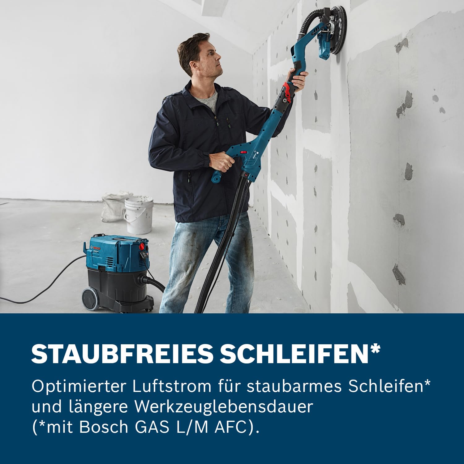 Bosch Professional Trockenbauschleifer GTR 55-225 (550 Watt, Schleifteller-Ø 215mm, inkl. 1x Schleifblatt M480, 1x Schleifteller-Set weich, 3x Kabelclip, Handwerkerkoffer)