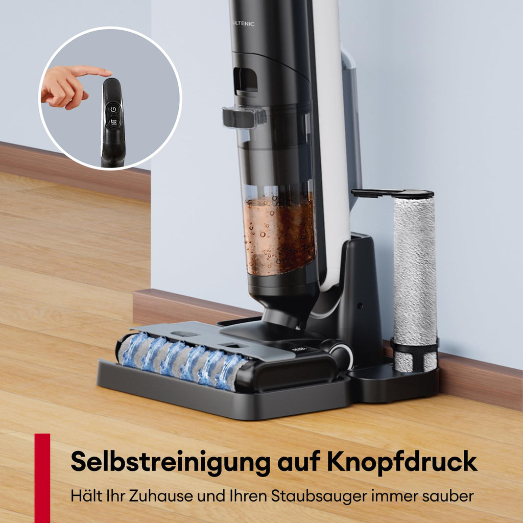 Ultenic Nass Trockensauger akku, Saugwischer Kabellos, 50 Minuten Laufzeit, Selbstreinigungsfunktion, LED-Display, ideal für Hartböden sowie Haushalte mit Haustieren und Kindern