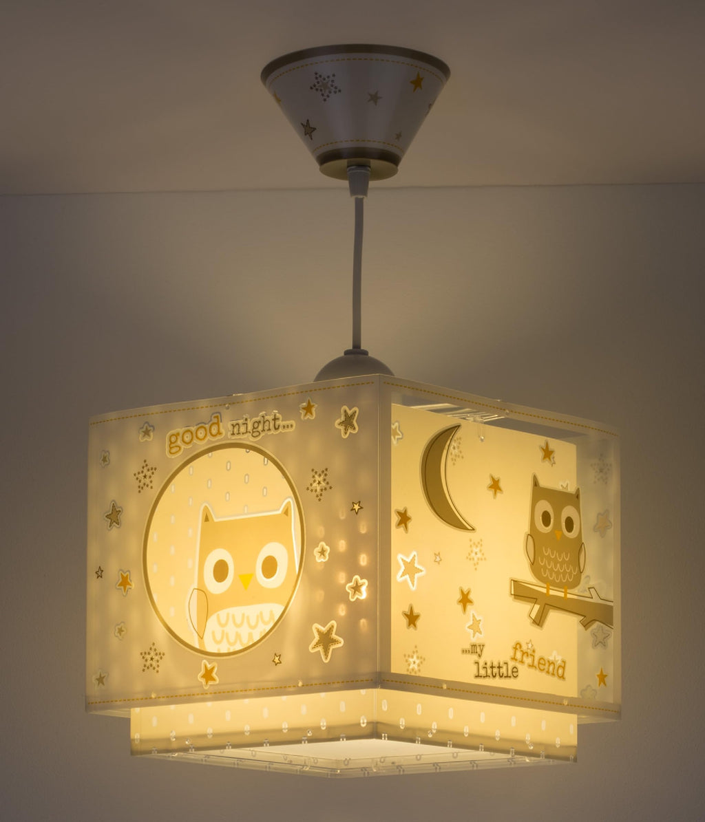 Dalber kinderlampe Pendelleuchte Hängelampe Eule Tiere Good Night, Beige