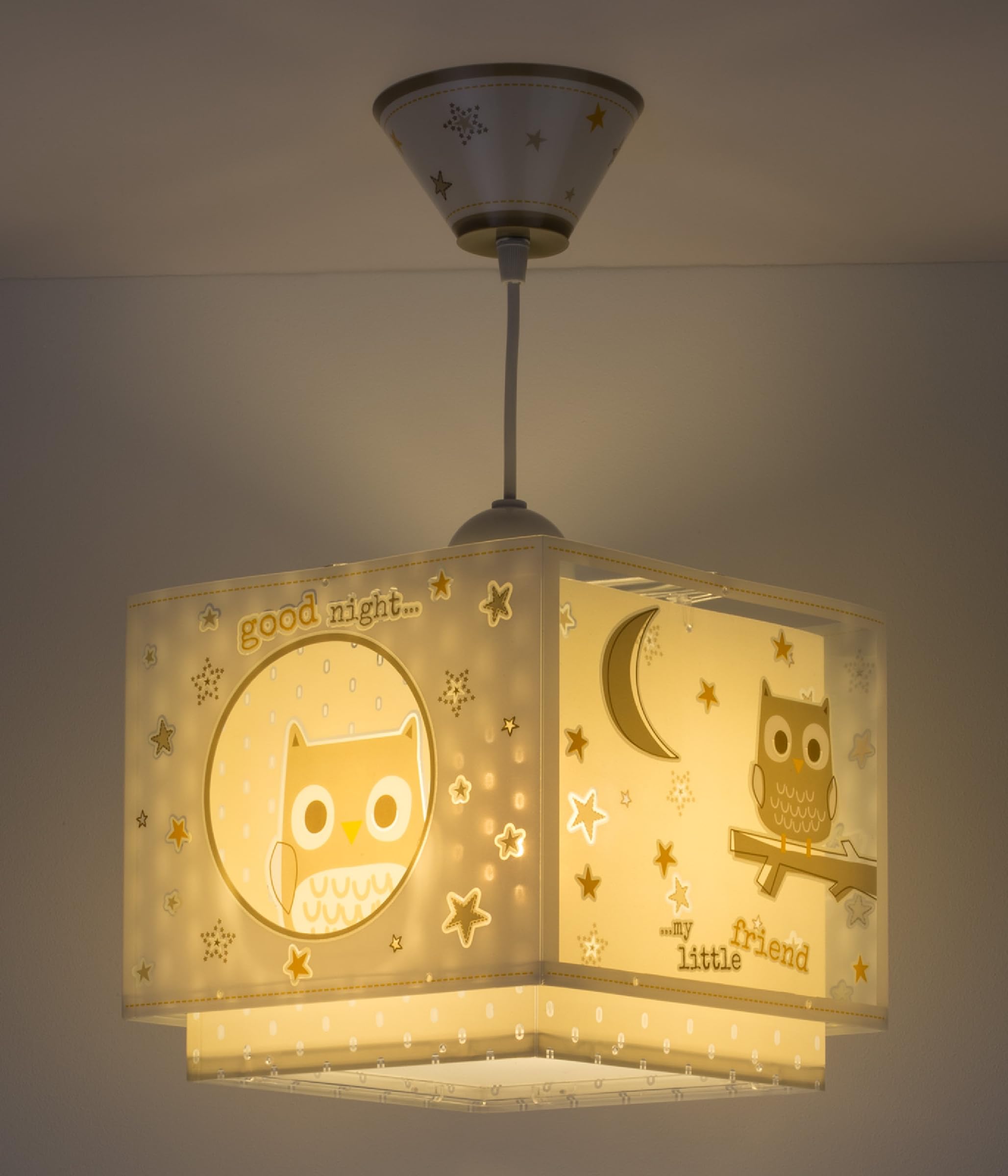 Dalber kinderlampe Pendelleuchte Hängelampe Eule Tiere Good Night, Beige