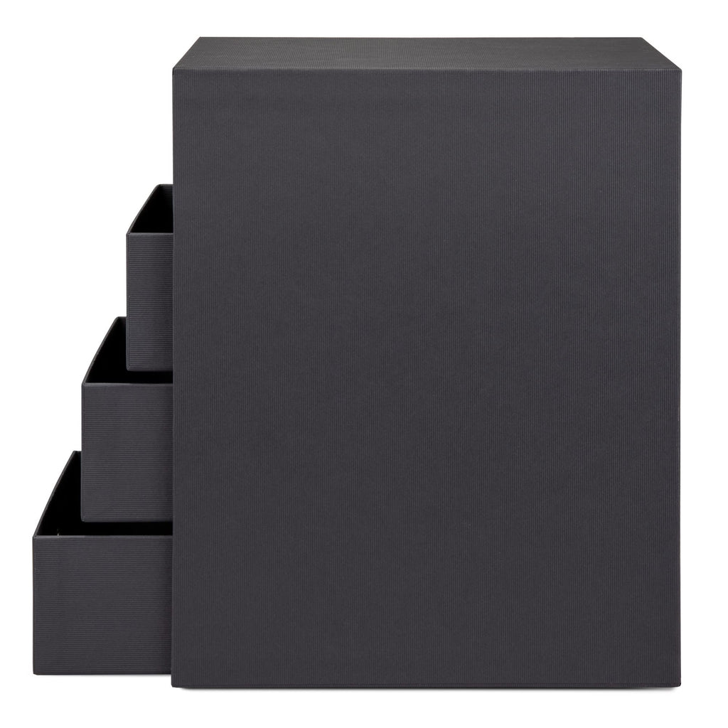 Rössler SOHO 4er Schubladenbox aus Papier | Büro Organizer Schreibtisch | Schubladen Organizer Büro Zubehör & Bürobedarf | Schreibtisch Organizer Box | 18 x 25 x 32 cm | 1 Stück | Farbe: Schwarz