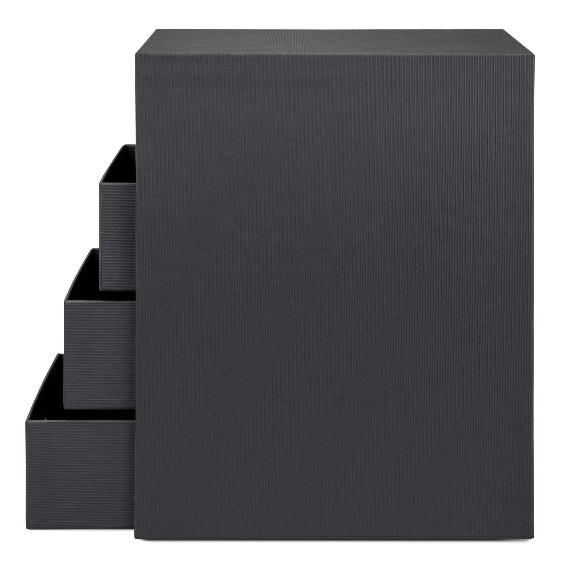 Rössler SOHO 4er Schubladenbox aus Papier | Büro Organizer Schreibtisch | Schubladen Organizer Büro Zubehör & Bürobedarf | Schreibtisch Organizer Box | 18 x 25 x 32 cm | 1 Stück | Farbe: Schwarz