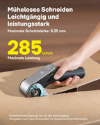 HOTO EdgeFlow Elektrisch Kartonschneider mit Titanklinge & LED-Display, Elektrische Schere, Selbstschleifend & Werkzeugloser Einfacher Klingenaustausch, Sicherheitsriegel für Karton, Teppich, Leder