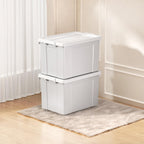 Cetomo 90L*6 Aufbewahrungsboxen, Aufbewahrungsbox mit Rollen & Deckel, Organizer-Behälter mit Clips, Stapelbar, Ineinander Nestbar, für Zuhause und Büro, Kunststoff, Grau, 90L-6er Pack