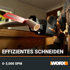 WORX WX501.9 Akku-Säbelsäge 20V – leistungsstarke Brushless Motor – 26mm Hublänge – 0-3000/min Leerlaufdrehzahl– leicht & kompakt – werkzeugloser Messerwechsel – LED Licht – ohne Akku & Ladegerät