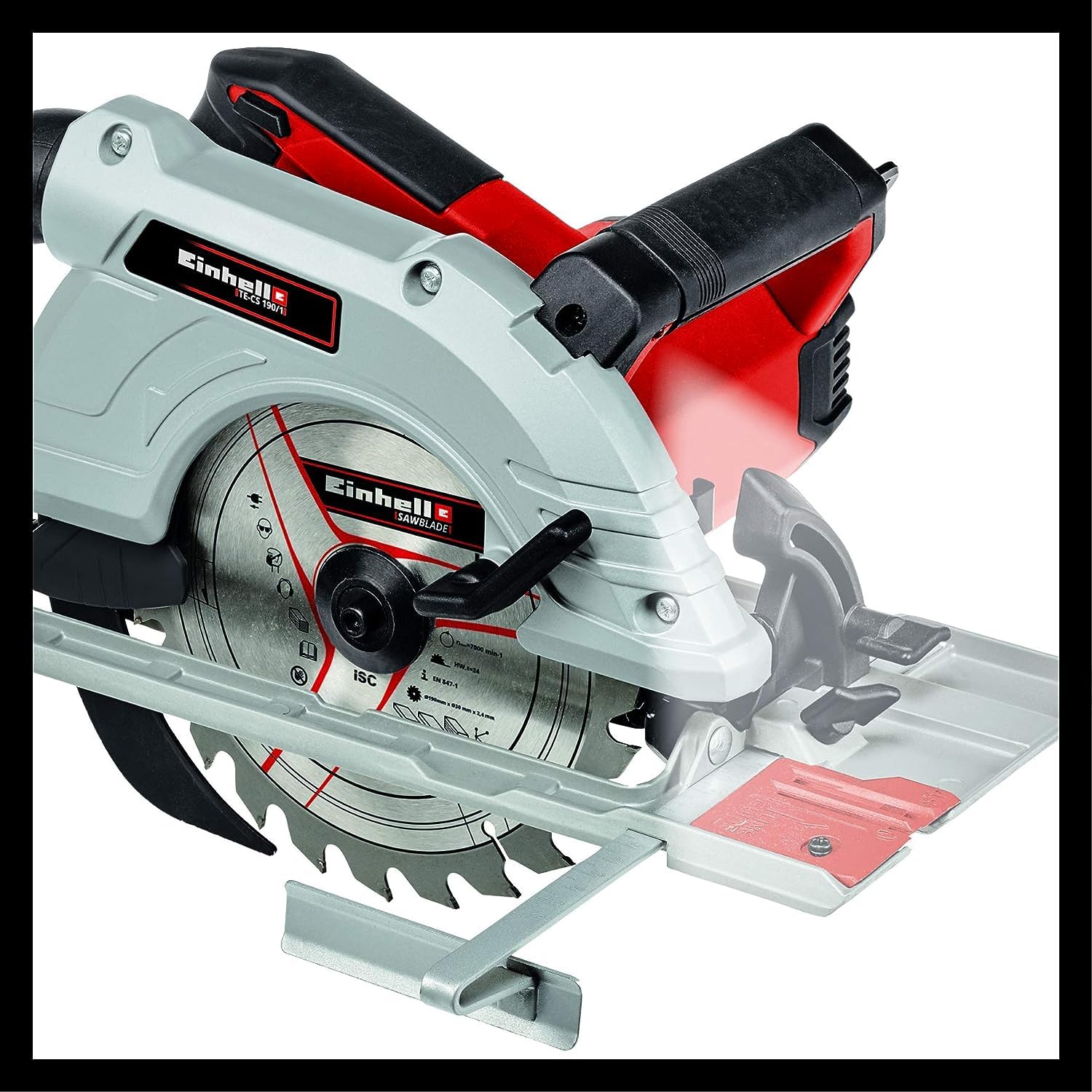 Einhell Handkreissäge TE-CS 190/1 500 W, 5.500 min-1, werkzeuglose Einstellung, Großer Griffbügel, Alu-Sägetisch, Spindelarretierung, inkl. Hartmetall-Sägeblatt)