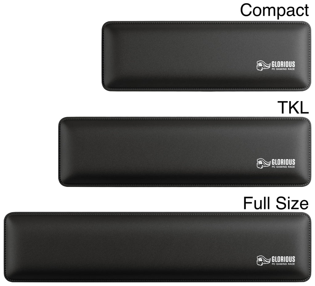 Glorious Gaming Padded Keyboard Wrist Rest (Full Size, 25 mm stark) - gesteppte Ränder, glatte Stoffoberfläche, rutschfeste Gummibasis, mittlere Festigkeit, 440 x 100 x 25 mm - Schwarz