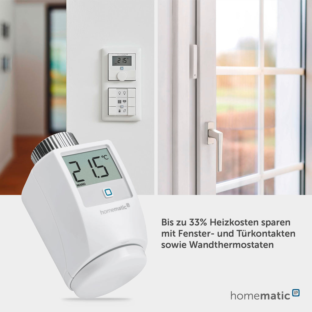 Homematic IP Heizkörperthermostat, Packung mit 3, Smart Home, digitaler Thermostat Heizung, Heizungsthermostat, Steuerung per App, Alexa & Google Home, einfache Installation, Energie sparen, 140280A0