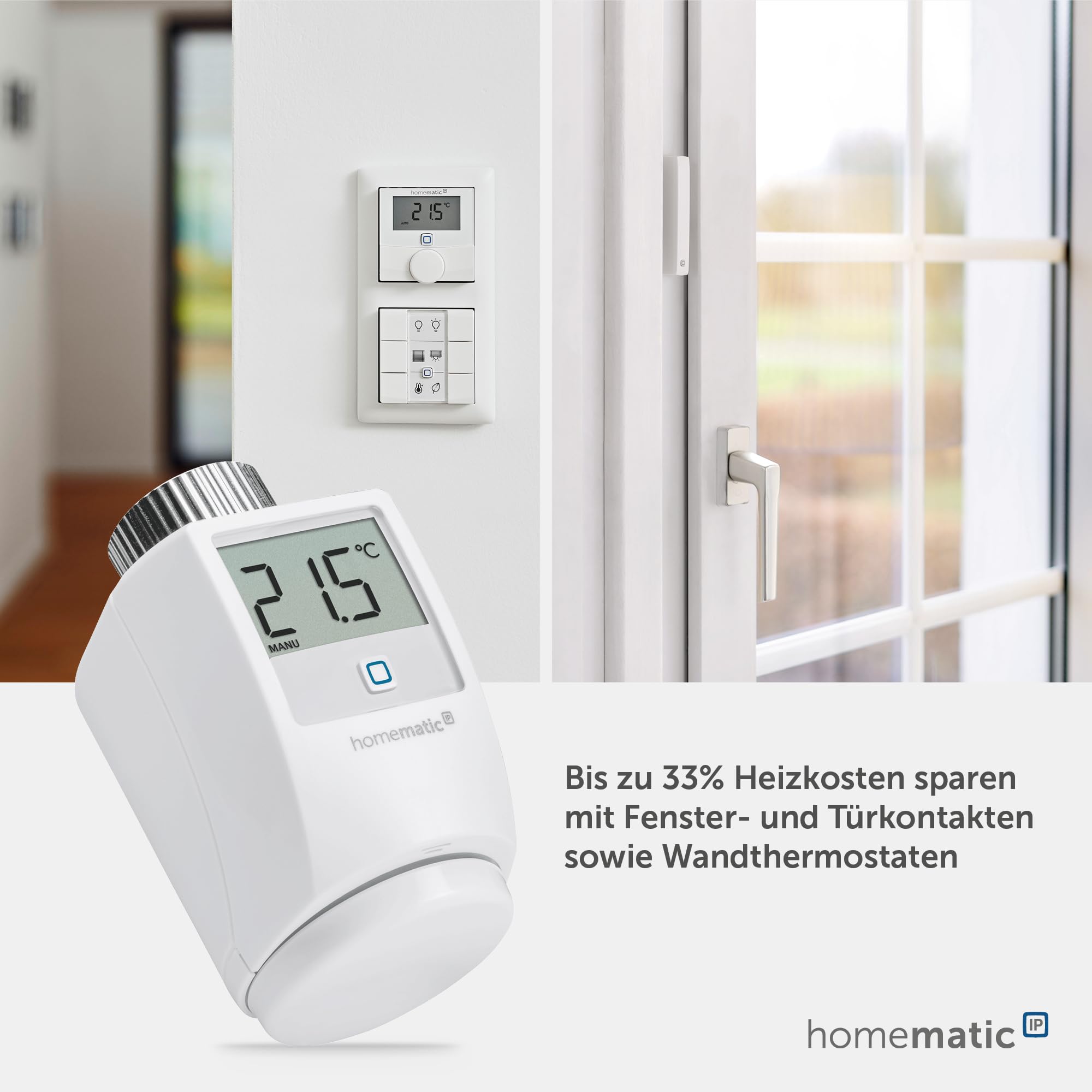Homematic IP Heizkörperthermostat, Packung mit 3, Smart Home, digitaler Thermostat Heizung, Heizungsthermostat, Steuerung per App, Alexa & Google Home, einfache Installation, Energie sparen, 140280A0