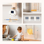 EMKE WiFi Badheizkörper Elektrisch 750x600 mm - Gebogen Handtuchheizkörper Elektrisch, Elektrischer Handtuchwärmer Handtuchtrockner Handtuch Heizkörper Bad mit Thermostat und Heizstab - 300W, Weiß