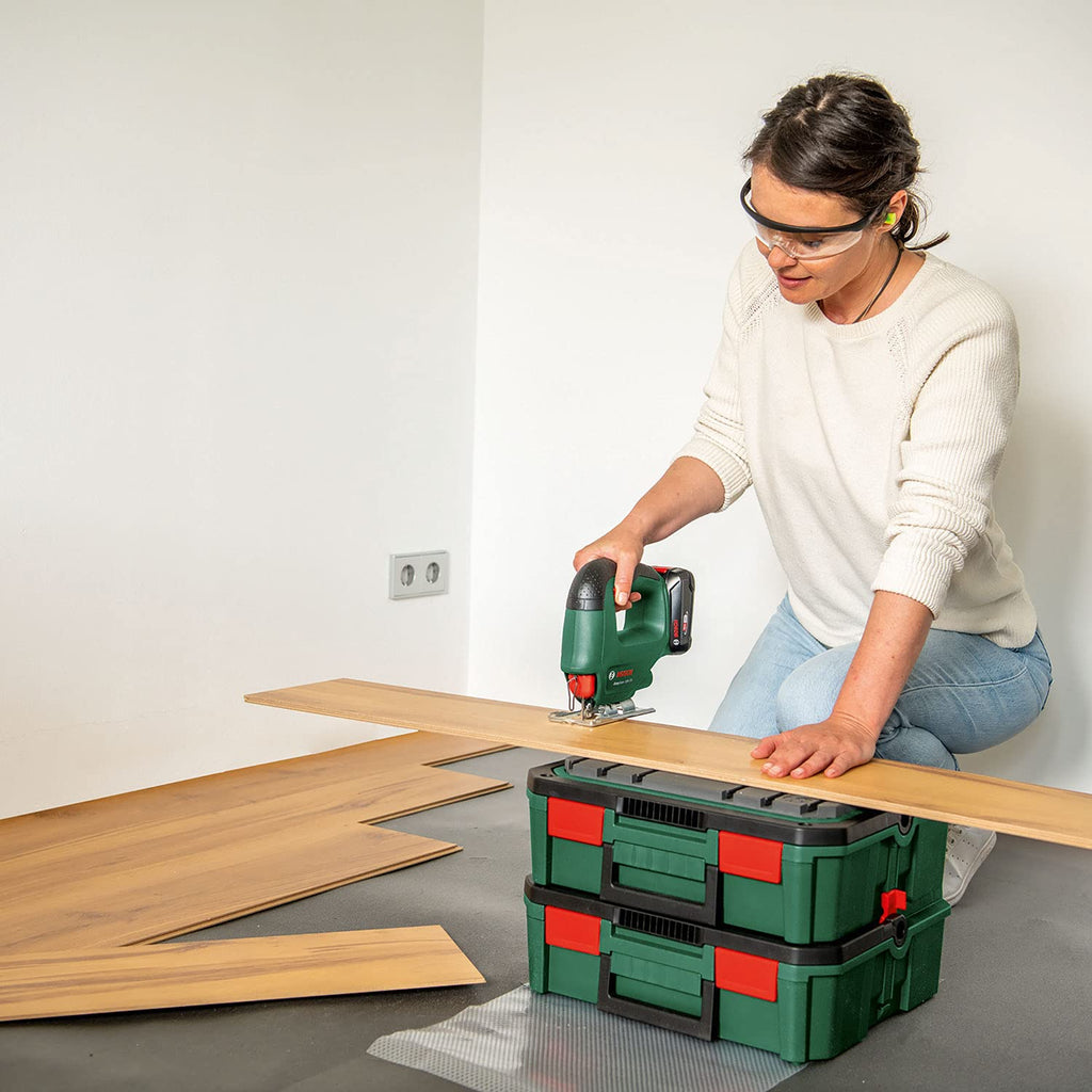 Bosch Akku Stichsäge EasySaw 18V-70 (2,0 Ah Akku, 18 Volt System, mit 1 Stichsägeblatt, Ladegerät AL 18V-20, im Karton)