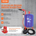 VEVOR Sandstrahlen, 40 L Sandstrahlmaschine, 60-125 PSI Mobiler Sandstrahler mit Zubehör, 2,4 mm, 2,7 mm, 3,2 mm, 3,6 mm Keramikdüsen Sandstrahlerrohr, 2,5 m Schlauchlänge Siphon-Schleifeinheiten