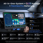 ATOTOZONE 12.9" QLED AI Android Autoradio 1 DIN, Floating Screen Auto, 8G+128G In-Dash Navigation,4G LTE, Kabelloses CarPlay & Android Auto, Dual-Phone & 2 Bluetooth,SCVC,GPS-Tracking,X10G129E