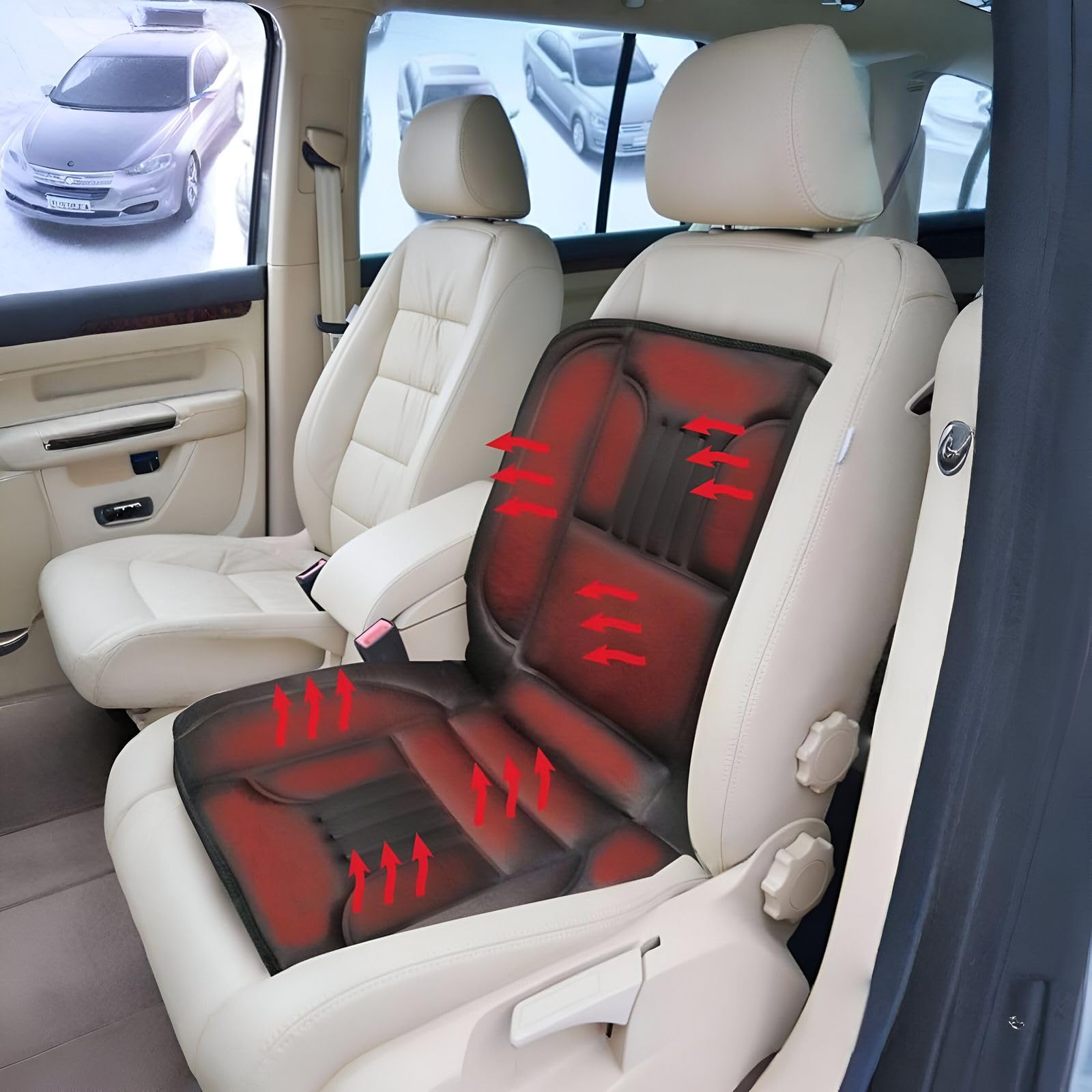 BURI Premium Autositzauflage Winter 2 Stufen | Bequemer Sitzschutz mit Rückenlehne | rutschfest, ergonomisch & langlebig | Weiche Polsterung für warmes Sitzgefühl für 95% Aller Fahrzeuge (1 Stück)