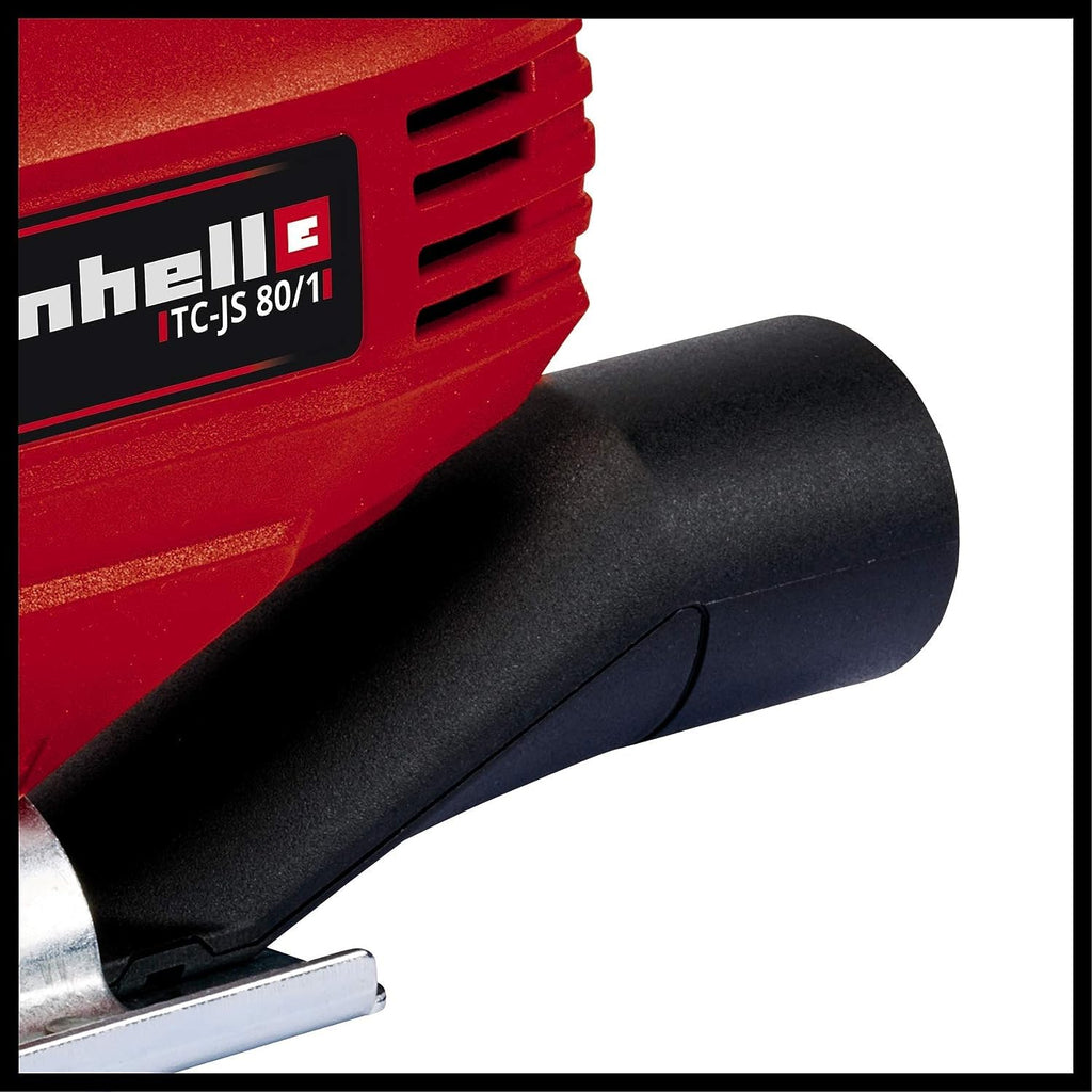 Einhell Stichsäge TC-JS 80/1 (550 W, Hubzahl 1000-3000 min-1, Drehzahlelektronik, 4-stufiger Pendelhub, Staubabsaugung, werkzeugloser Sägeblattwechsel)