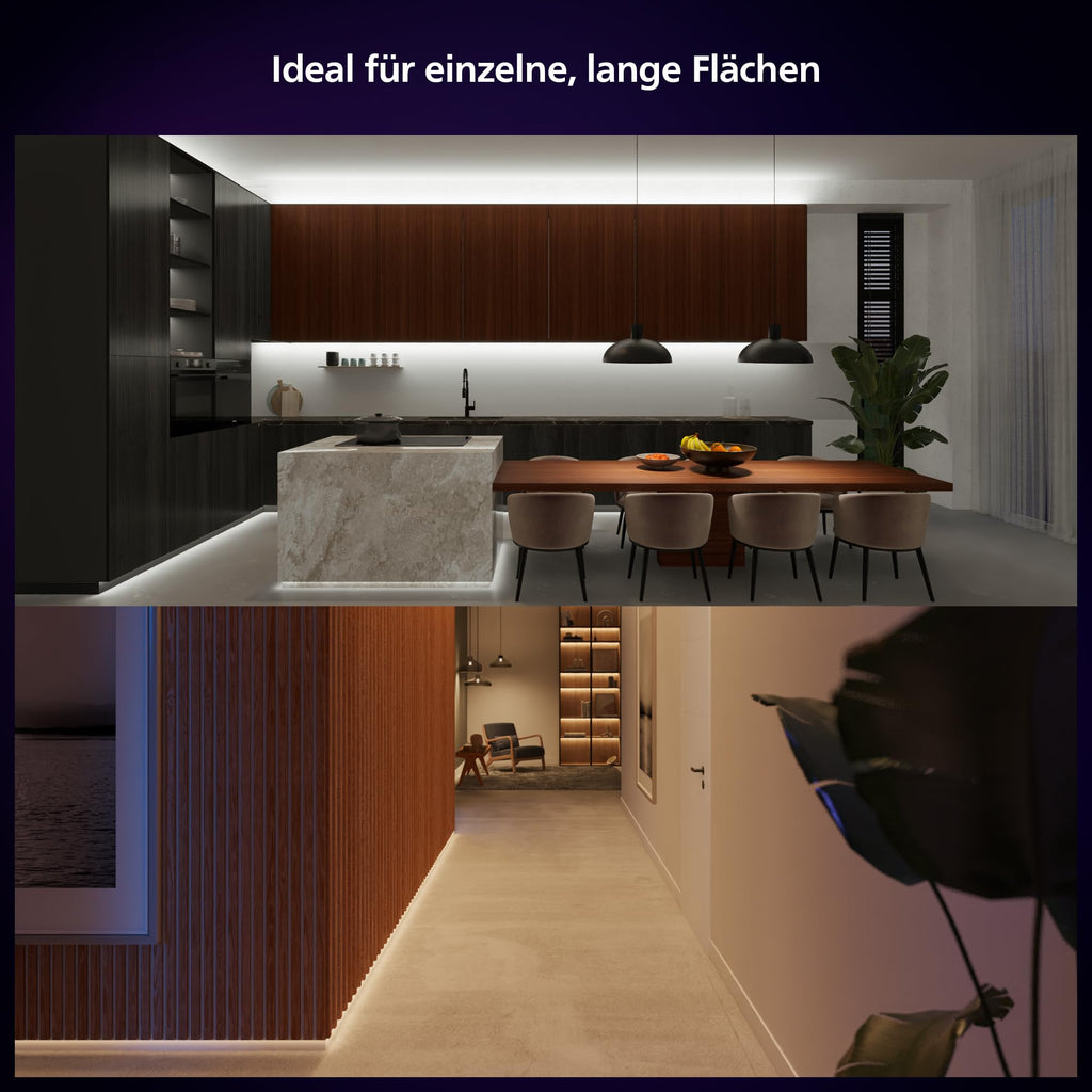 Philips Hue Indoor 3m Smart LED Solo Lightstrip Basis-Set, 1er-Pack, indirekte Beleuchtung mit der Hue App steuerbar, LED Streifen funktioniert mit Alexa, Google Assistant und Apple HomeKit