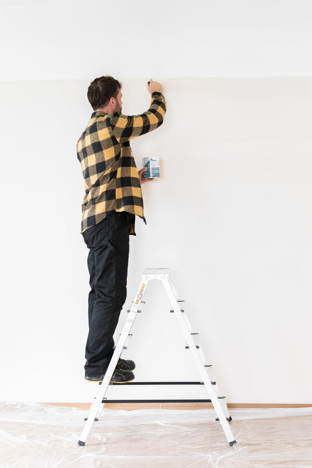 DRABEST Klappleiter Klapptritt Alu Leiter 2 x 5 Stufen Trittleiter Beidseitig Mehrzweckleiter bis 125 kg Belastbar Leiter