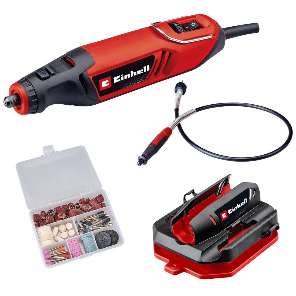 Einhell Schleif- und Gravur-Werkzeug TC-MT 150 E (150 W, Drehzahlelektronik, max. 35000 U/min, Spindelarretierung, inkl. 117-teiliges Zubehör)